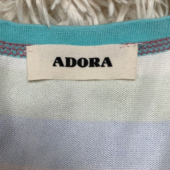 Adora Striped V-Neck Top 💗 Aqua Mint Purple Pink & Cream - Picture 12 of 13